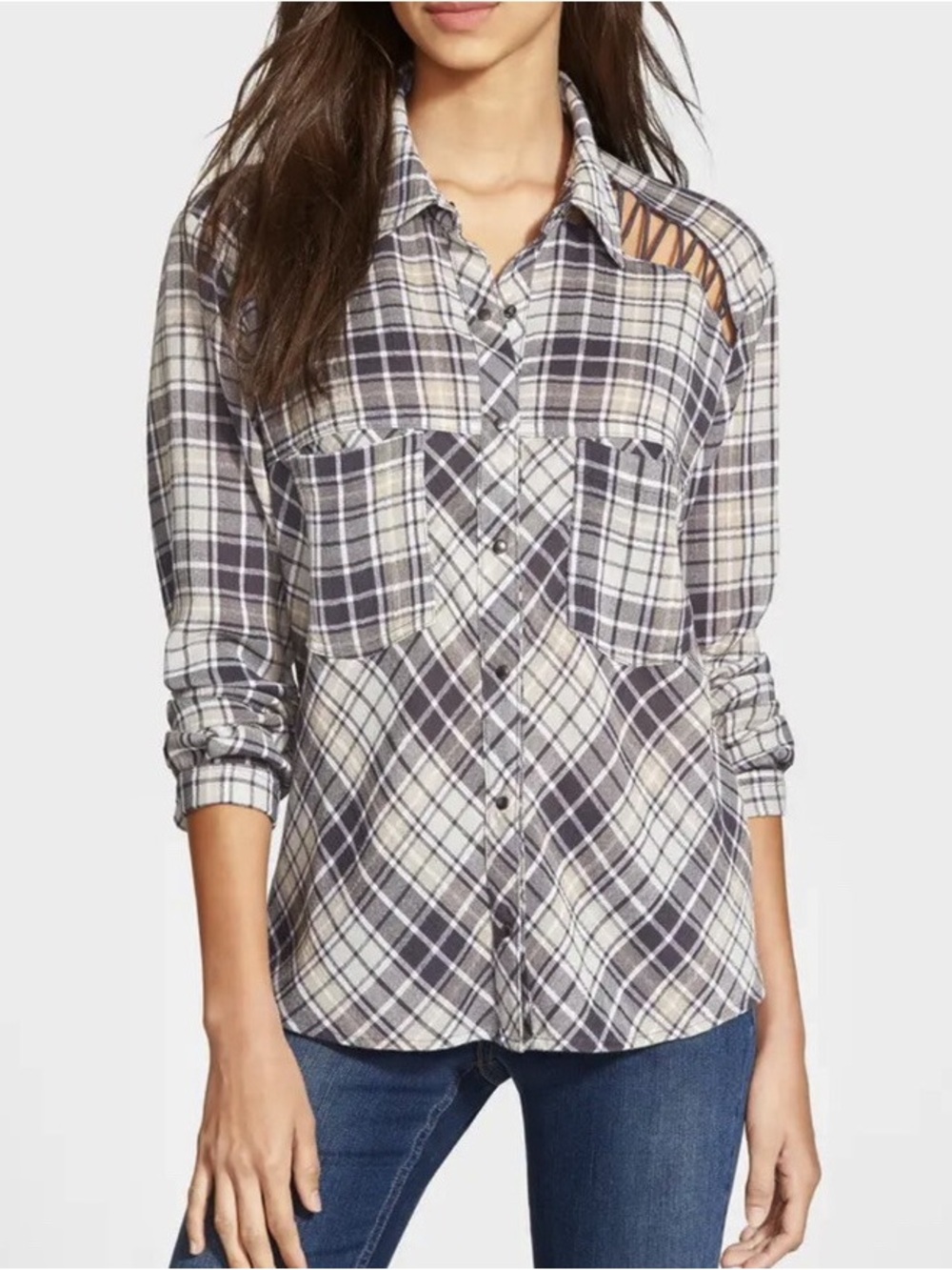 Free People flannel/plaid top